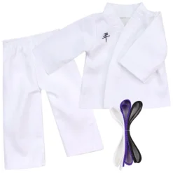 Kids Teamson Sophia’s Judo Tae Kwon Do Karate Martial Arts Uniform with White, Purple, & Black Belts for 18” Dolls, White