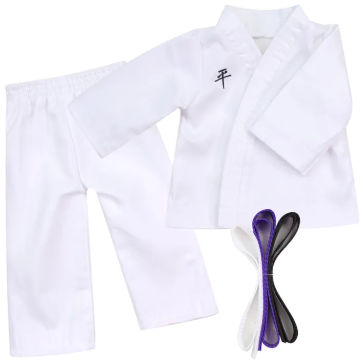 Kids Teamson Sophia’s Judo Tae Kwon Do Karate Martial Arts Uniform with White, Purple, & Black Belts for 18” Dolls, White
