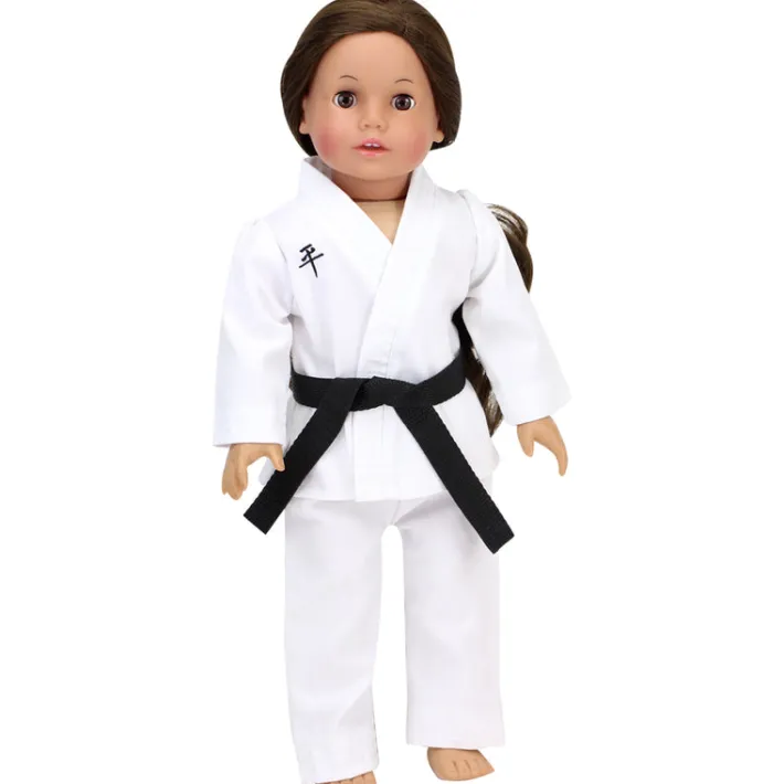 Kids Teamson Sophia’s Judo Tae Kwon Do Karate Martial Arts Uniform with White, Purple, & Black Belts for 18” Dolls, White