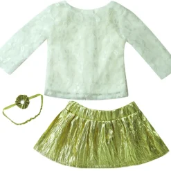 Kids Teamson Sophia's Long-Sleeve Lace Shirt, Gold Tutu Skirt and Matching Headband for 18