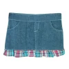 Kids Teamson Sophia’s Long-Sleeved C"ed Tee & Denim Skirt with Plaid Ruffle Trim for 18” Dolls, Hot Pink/Blue