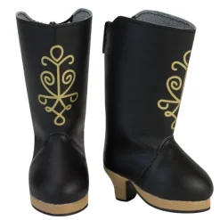 Kids Teamson Sophia’s Nordic Royal Princess Costume Dress Up Frozen Winter Adventure Boots with Gold Embellishment and Heel for 18” Dolls, Black