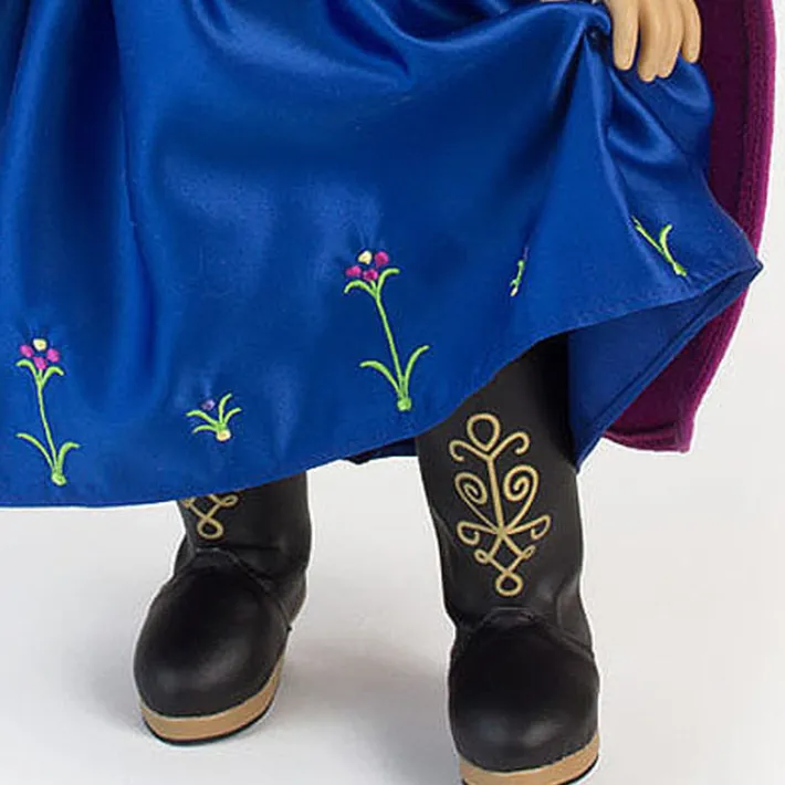 Kids Teamson Sophia’s Nordic Royal Princess Costume Dress Up Frozen Winter Adventure Boots with Gold Embellishment and Heel for 18” Dolls, Black