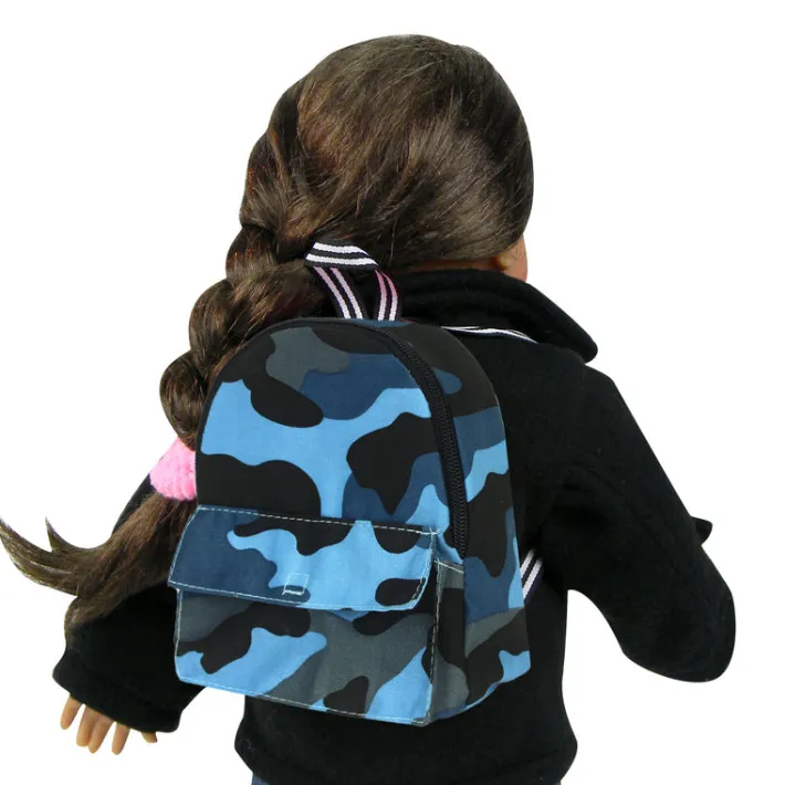 Kids Teamson Sophia's Nylon Camoflage Backpack for 18" Dolls, Blue