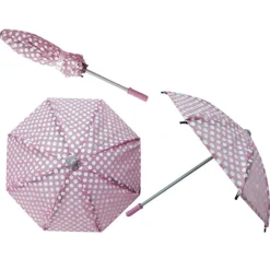 Kids Teamson Sophia's Open/Close Umbrella with Strap on Handle for 18" Dolls, Pink with White Polka Dots- FINAL SALE