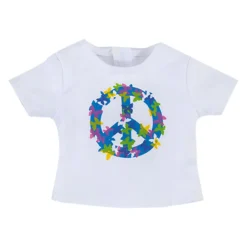Kids Teamson Sophia's Peace Sign Tee & Sports Shorts with Elastic Waistband for 18" Dolls, White/Blue- FINAL SALE