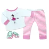 Kids Teamson Sophia’s 3-Piece Ballerina Pajama Set for 15" Baby Dolls, Pink/White