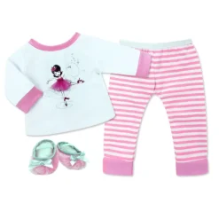 Kids Teamson Sophia’s 3-Piece Ballerina Pajama Set for 15" Baby Dolls, Pink/White