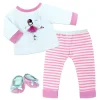 Kids Teamson Sophia’s 3-Piece Ballerina Pajama Set for 15" Baby Dolls, Pink/White