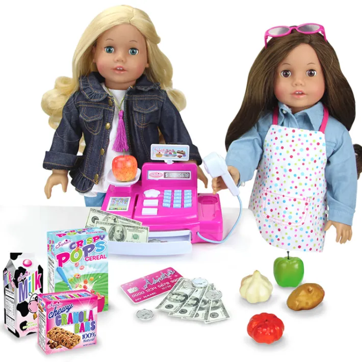 Kids Teamson Sophia's 10-Piece Cash Register and Groceries Set for 18" Dolls, Multi -FINAL SALE