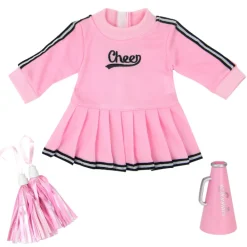 Kids Teamson Sophia's 3-Piece Cheer Uniform and Pom Poms for 15" Baby Dolls, Light Pink/Black- FINAL SALE