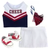 Kids Teamson Sophia's 4-Piece Cheerleading Uniform with Pom Poms and Tennis Shoes for 18" Dolls, White/Red