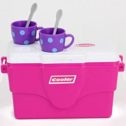 Kids Teamson Sophia's 11-Piece Cooler, Mugs and Grocery Food Set for 18'' Dolls, Hot Pink- FINAL SALE