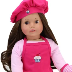 Kids Teamson Sophia's 3-Piece Embroidered Apron and Hat and Gingham Oven Mitts for 18