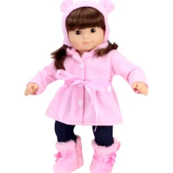 Kids Teamson Sophia's 3-Piece Fleece Winter Set with Pea Coat, Boots and Hat, Light Pink- FINAL SALE