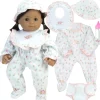 Kids Teamson Sophia's 5-Piece Floral Print Outfit and Bottle for 15'' Baby Dolls, White/Pink
