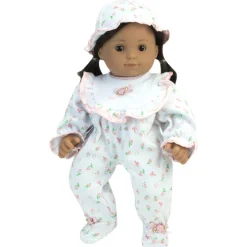 Kids Teamson Sophia's 5-Piece Floral Print Outfit and Bottle for 15'' Baby Dolls, White/Pink