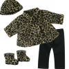 Kids Teamson Sophia’s 4-Piece Leopard Print Coat, Hat, and Boots with Black Leggings for 18" Dolls, Multi