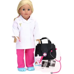 Kids Teamson Sophia's 8-Piece Medical Bag and Accessories Set for 18'' Dolls, Black