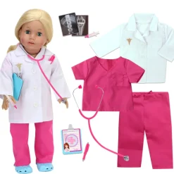 Kids Teamson Sophia's 10-Piece Medical Set wth Scrubs, Lab Jacket and Accessories for 18" Dolls, Multi