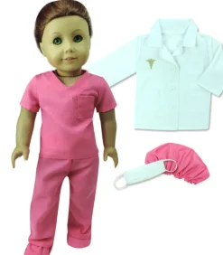 Kids Teamson Sophia's 6-Piece Medical Uniform with Scrubs, Lab Jacket, Face Mask, Hair Cover and Booties for 18
