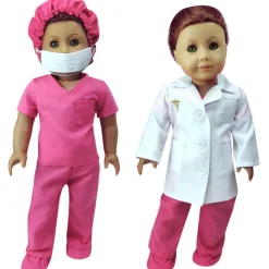 Kids Teamson Sophia's 6-Piece Medical Uniform with Scrubs, Lab Jacket, Face Mask, Hair Cover and Booties for 18
