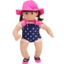 Kids Teamson Sophia's 3-Piece Polka Dot Bathing Suit Set for 15'' Baby Dolls, Navy/Pink