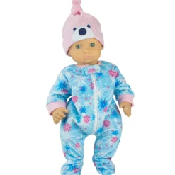 Kids Teamson Sophia's 2-Piece Print Fleece Pajamas and Hat for 15" Baby Dolls, Pink/Blue