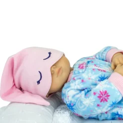 Kids Teamson Sophia's 2-Piece Print Fleece Pajamas and Hat for 15" Baby Dolls, Pink/Blue
