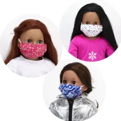Kids Teamson Sophia's 3-Piece Printed Medical Face Masks for 18" Dolls, Multi- FINAL SALE
