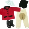 Kids Teamson Sophia's 5-Piece Riding Outfit with Red Riding Jacket, Tan Riding Pants, Black Boots and Riding Cap with White Scarf for 18" Dolls