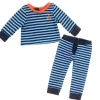 Kids Teamson Sophia’s 2-Piece Striped Pajama Top and Pants for 18" Dolls, Light Blue/Navy