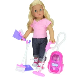 Kids Teamson Sophia's 5-Piece Vacuum Cleaner Set with Brooms and Dustpans for 18