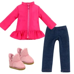Kids Teamson Sophia's 3-Piece Winter Outfit with Boots for 14.5" Dolls, Hot Pink