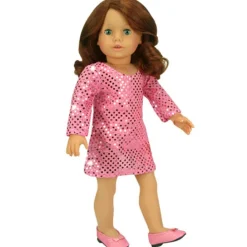 Kids Teamson Sophia’s Pink Glitter Dress Shoes Accessory for 18