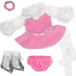 Kids Teamson Sophia's Pink Velvet with White Faux Fur Trim and Mesh Sleeves Ice Skating Costume for 18's Dolls -FINAL SALE