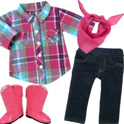 Kids Teamson Sophia’s Plaid Western Shirt, Jeggings, Bandana, and Boots for 18" Dolls, Multi