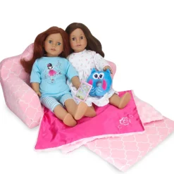 Kids Teamson Sophia’s Plush Pink/White Moroccan Print Pull-Out Sofa/Bed Sized for 18" Dolls