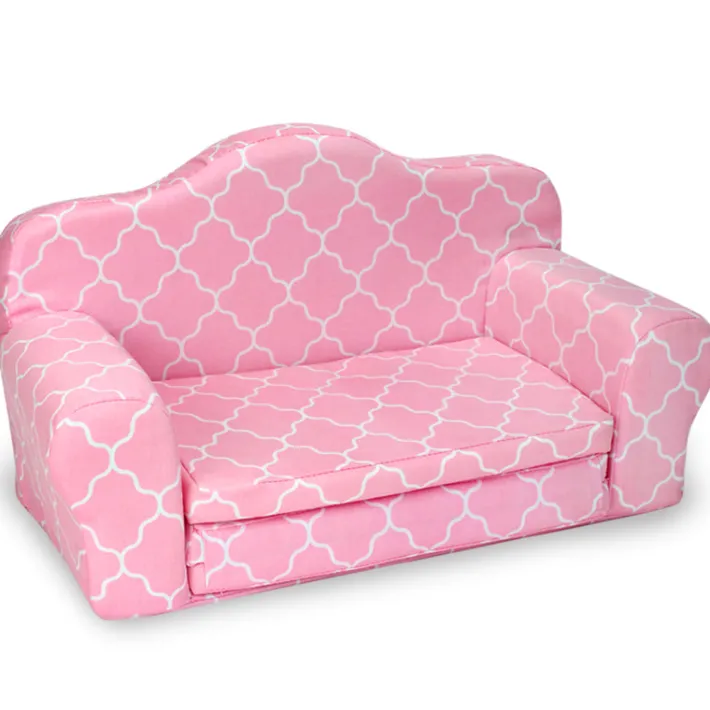 Kids Teamson Sophia’s Plush Pink/White Moroccan Print Pull-Out Sofa/Bed Sized for 18" Dolls