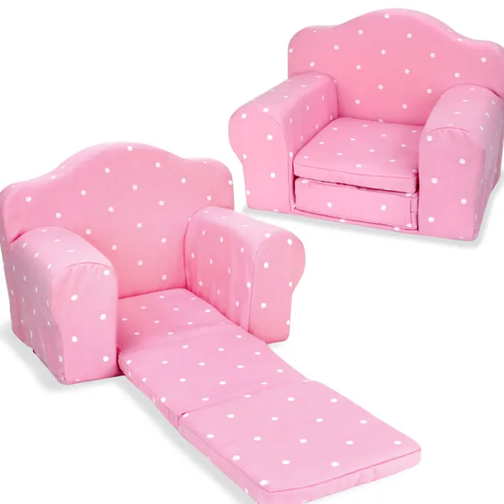 Kids Teamson Sophia's Plush Pink/White Polka Dot Pull-Out Chair Bed for 18'' Dolls