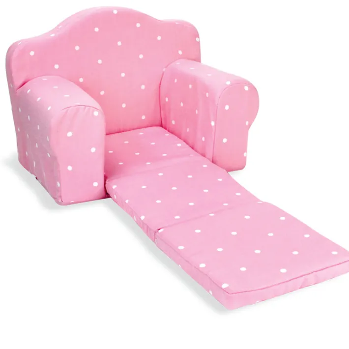 Kids Teamson Sophia's Plush Pink/White Polka Dot Pull-Out Chair Bed for 18'' Dolls