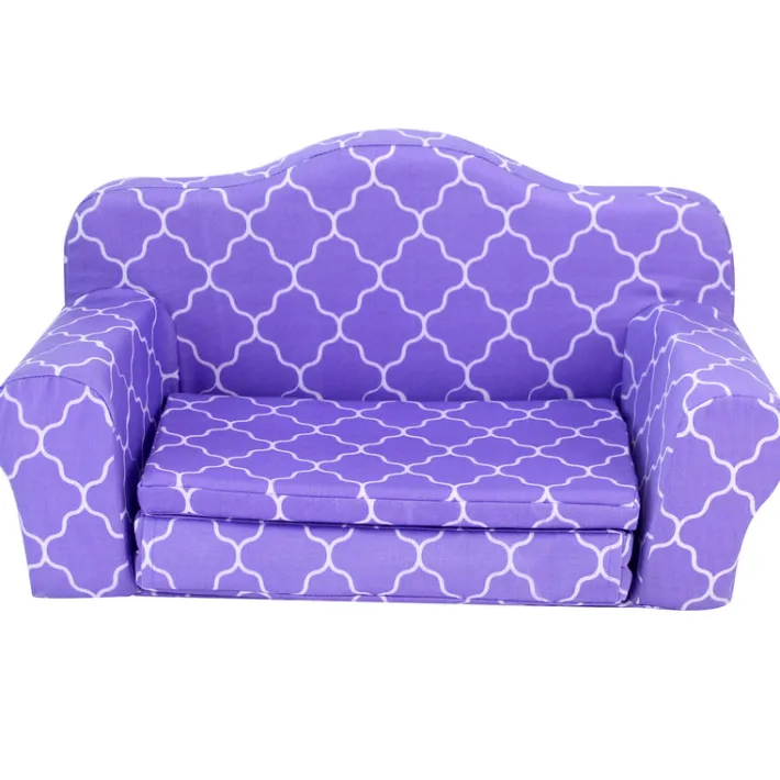 Kids Teamson Sophia’s Plush Purple/White Moroccan Print Pull-Out Sofa/Bed Sized for 18" Dolls