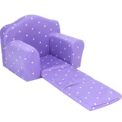 Kids Teamson Sophia's Plush Purple/White Polka Dot Pull-Out Chair Bed for 18'' Dolls