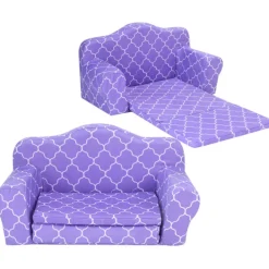 Kids Teamson Sophia’s Plush Purple/White Moroccan Print Pull-Out Sofa/Bed Sized for 18