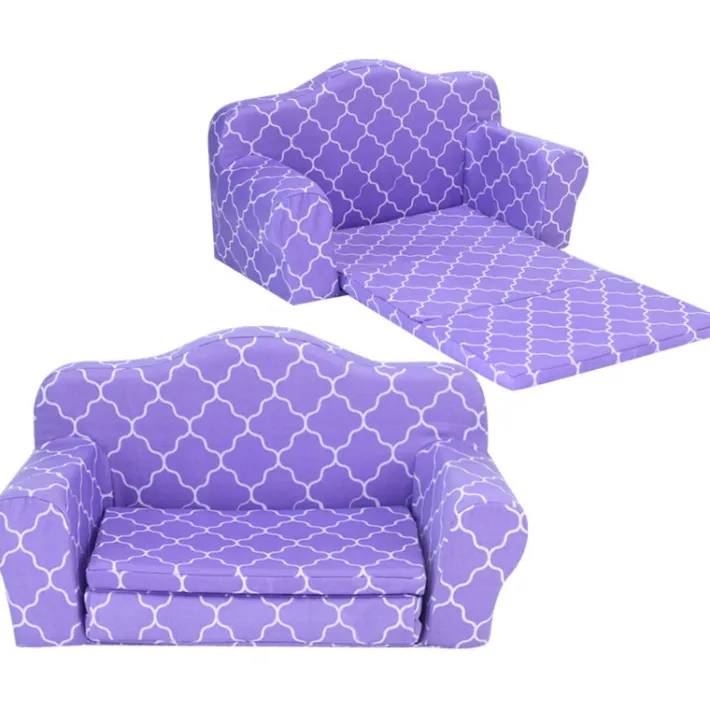 Kids Teamson Sophia’s Plush Purple/White Moroccan Print Pull-Out Sofa/Bed Sized for 18" Dolls