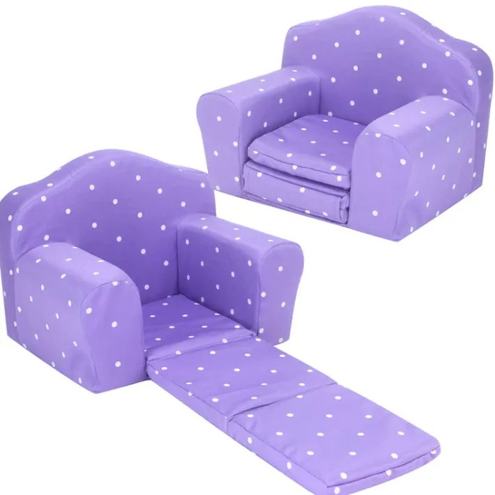 Kids Teamson Sophia's Plush Purple/White Polka Dot Pull-Out Chair Bed for 18'' Dolls