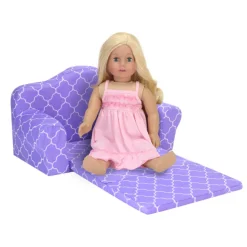 Kids Teamson Sophia’s Plush Purple/White Moroccan Print Pull-Out Sofa/Bed Sized for 18