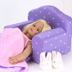 Kids Teamson Sophia's Plush Purple/White Polka Dot Pull-Out Chair Bed for 18'' Dolls