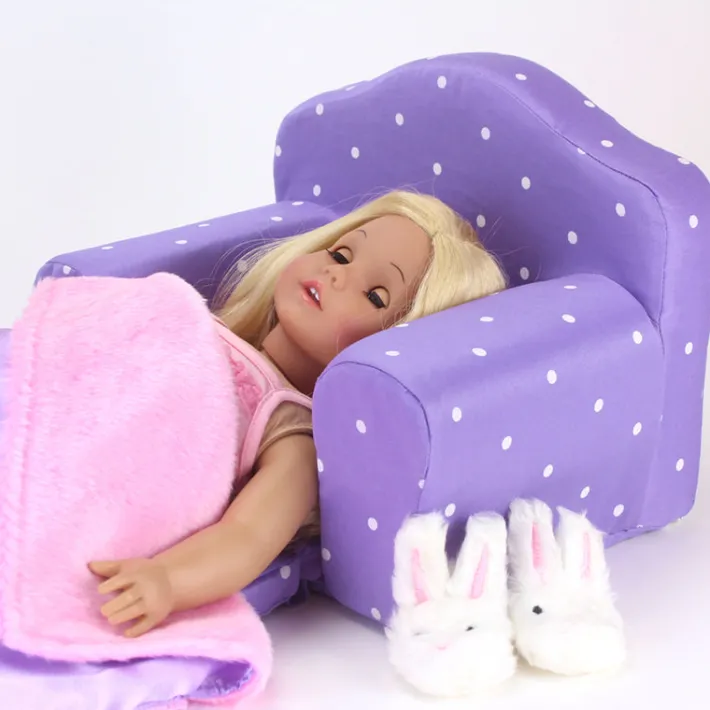 Kids Teamson Sophia's Plush Purple/White Polka Dot Pull-Out Chair Bed for 18'' Dolls