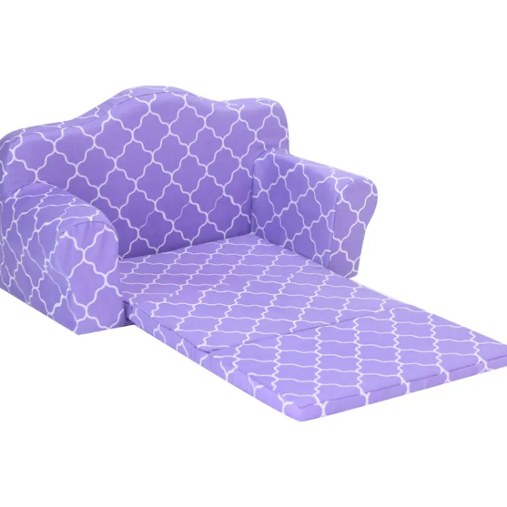 Kids Teamson Sophia’s Plush Purple/White Moroccan Print Pull-Out Sofa/Bed Sized for 18" Dolls